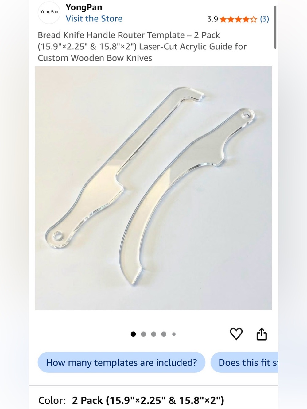 Acrylic Bread Bow Knife Handle Router Template